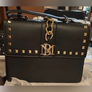 NWT Badgley Mischka Black and Gold Studded Women's Crossbody Bag